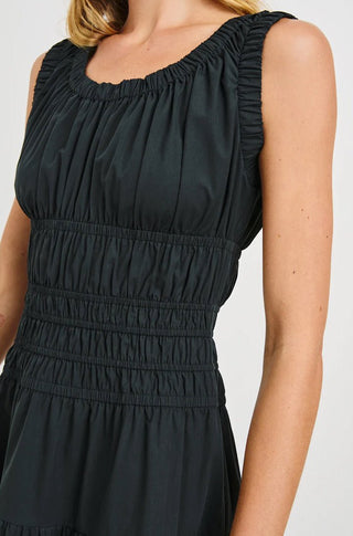 Anastasia Shirred Dress in Black - obligato