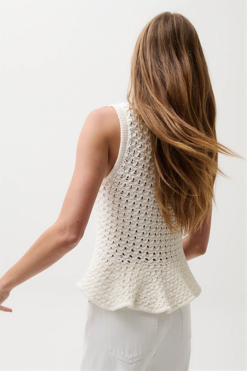 Anna Peplum Sweater - White - obligato