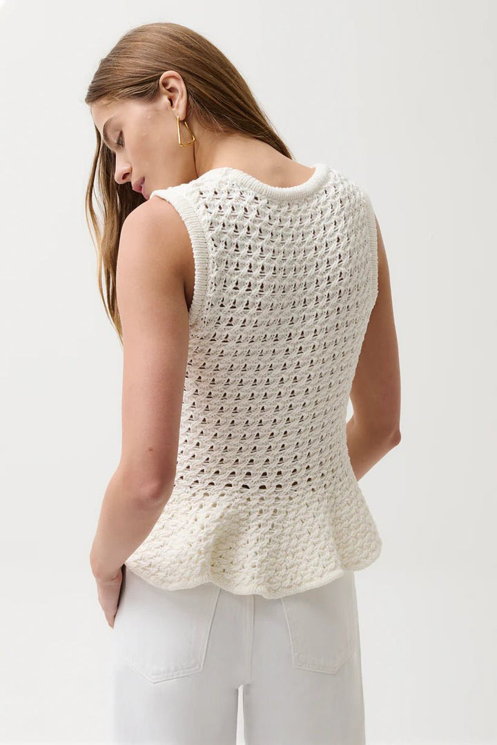 Anna Peplum Sweater - White - obligato