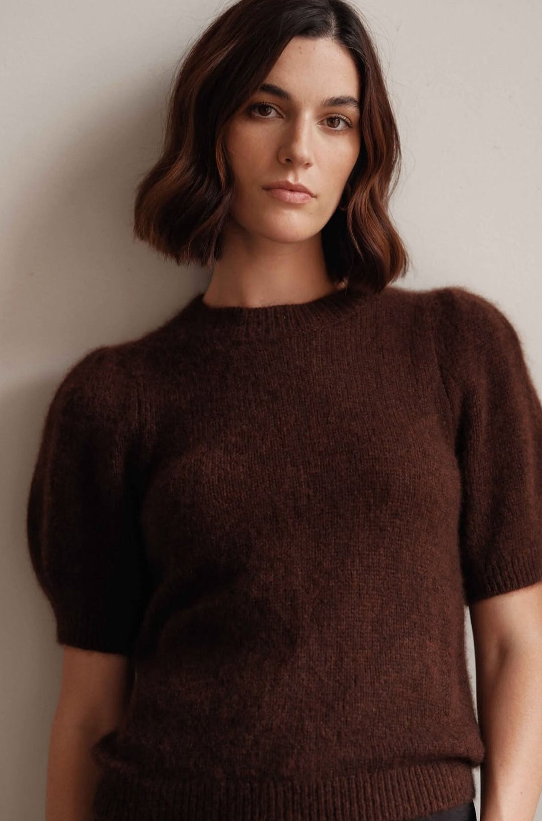 Aria Short Sleeve Pullover in Americano - obligato