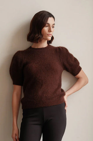 Aria Short Sleeve Pullover in Americano Brown - obligato