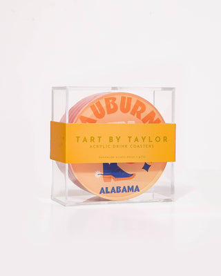 Auburn Alabama Acrylic Drink Coaster: Boxed Set of 4 - obligato