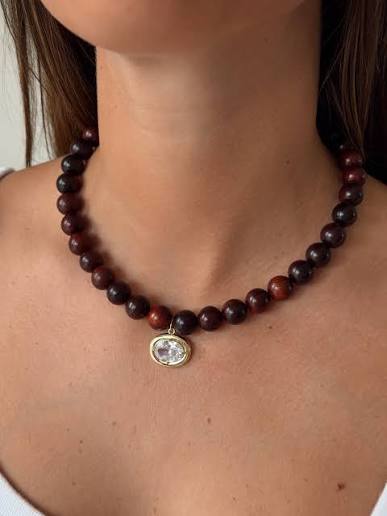 Autumn Naples Necklace Brown Cherry Wood - obligato