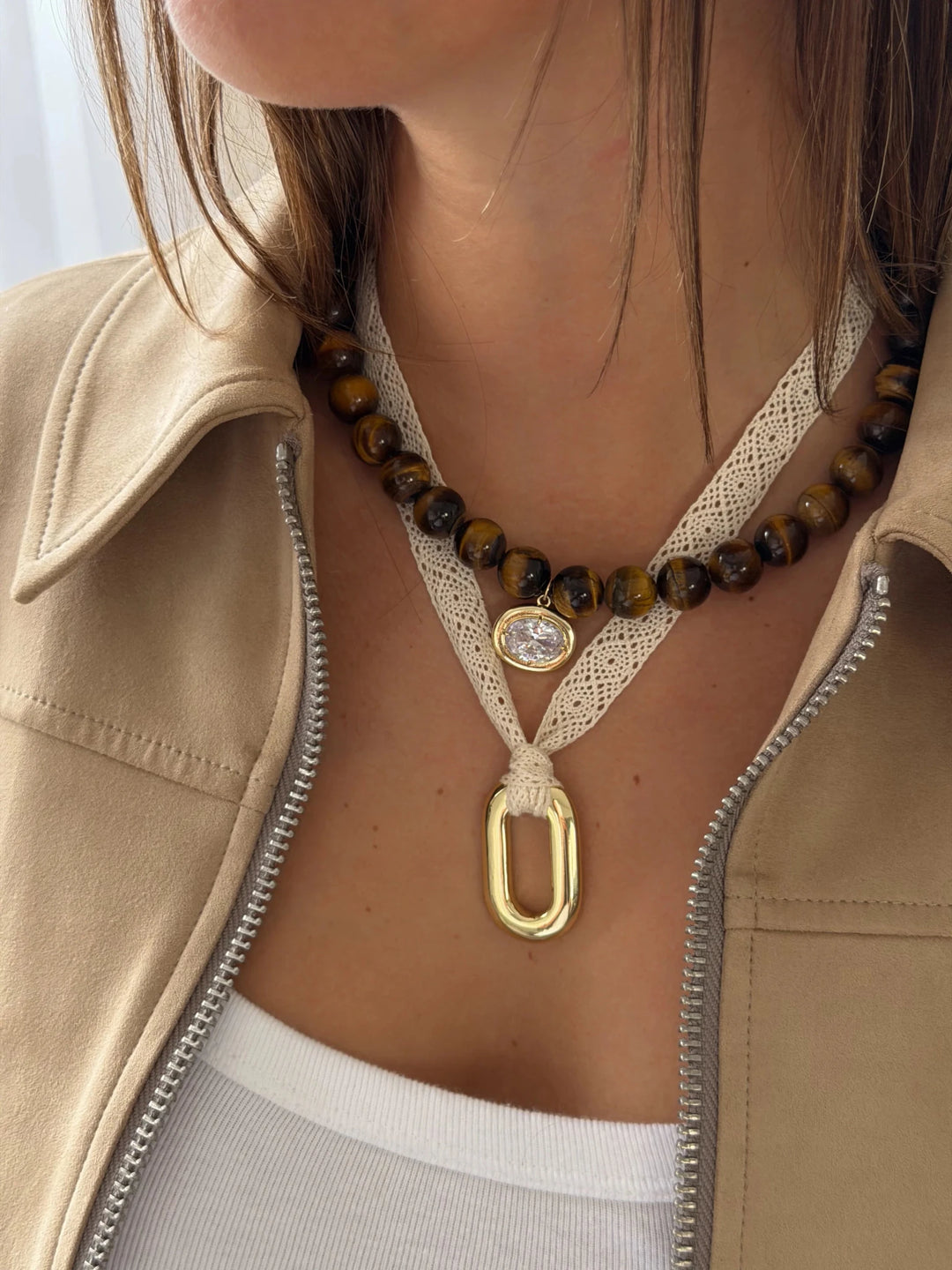 Autumn Naples Necklace in Brown Tigers Eye - obligato