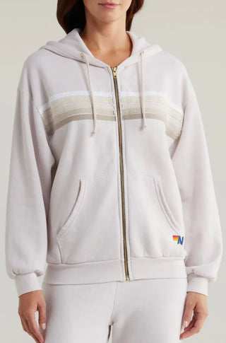 AV 5 Stripe Hoodie in Dove Grey - obligato