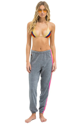 AV 5 Stripe Sweatpants in Heather Grey/Neon - obligato