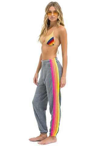 AV 5 Stripe Sweatpants in Heather Grey/Neon - obligato