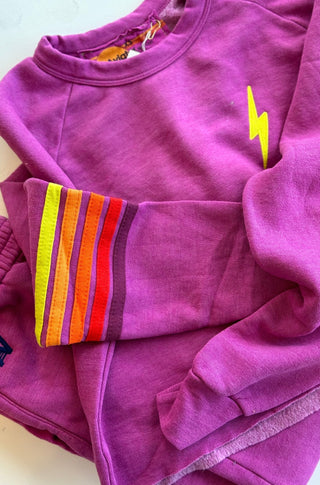 AV Cropped Crew Bolt Rugby Stitch in Magenta - obligato