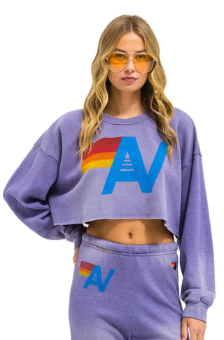 AV Cropped Crew Sweatshirt Faded Grape - obligato