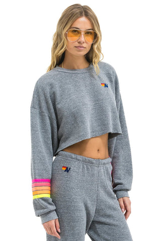 AV Cropped Crew Sweatshirt Heather Grey/Neon - obligato