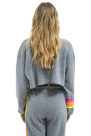 AV Cropped Crew Sweatshirt Heather Grey/Neon - obligato