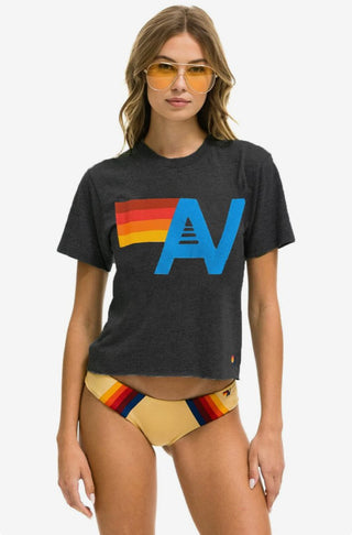 AV Logo Boyfriend Tee Shirt in Charcoal - obligato