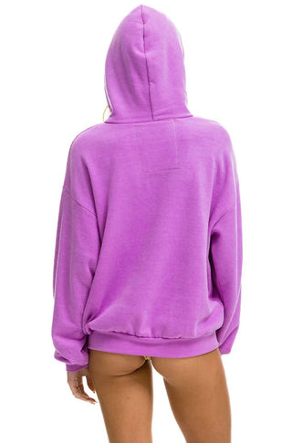 AV Logo Pullover Relaxed Hoodie in Neon Purple - obligato