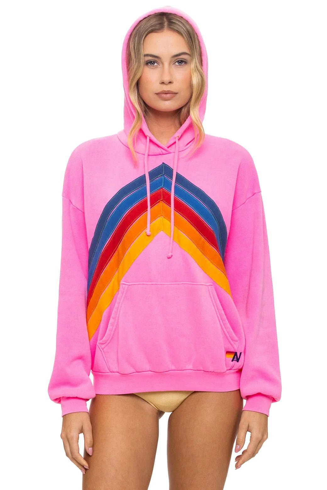 AV Mountain Stitch Chevron Pullover in Neon Pink - obligato