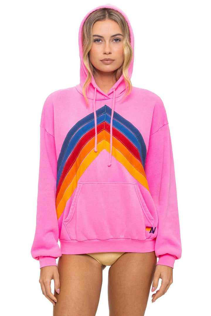 AV Mountain Stitch Chevron Pullover in Neon Pink - obligato