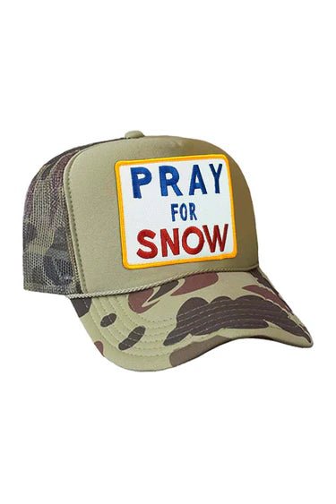 AV Pray for Snow Trucker Hat in Camo - obligato