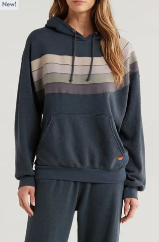 AV Wave Stripe Hoodie in Charcoal - obligato