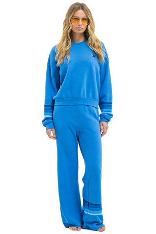 AV Wide Leg Crew Sweatshirt Relaxed in Cobalt - obligato