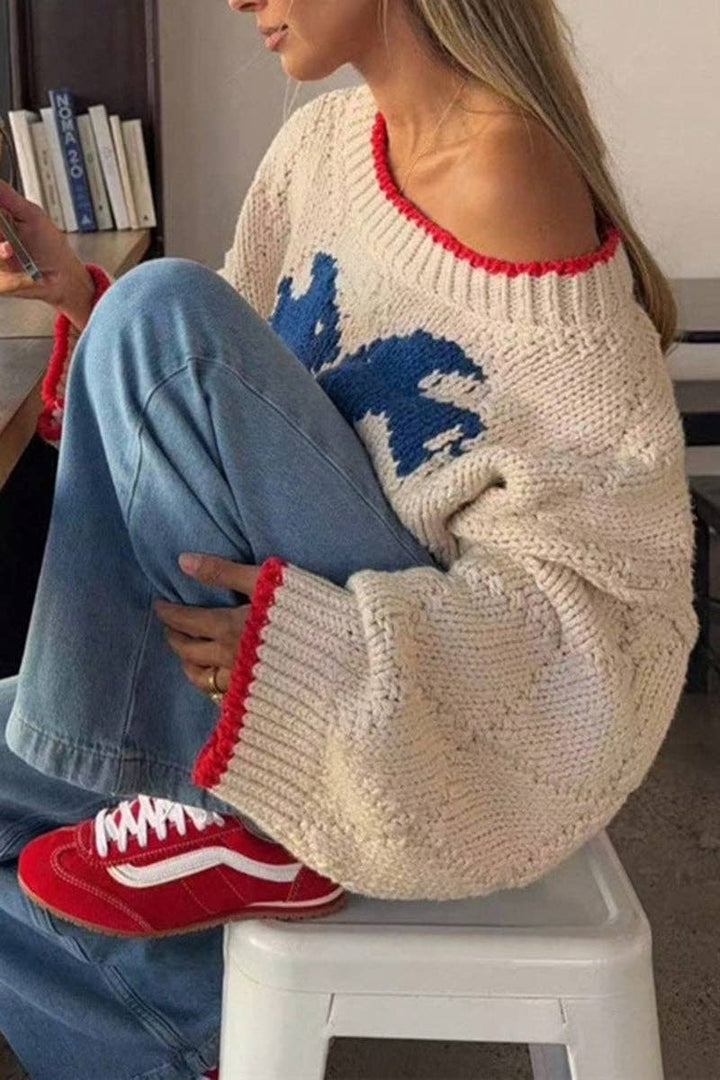 Cropped Fish Knit Sweatshirt