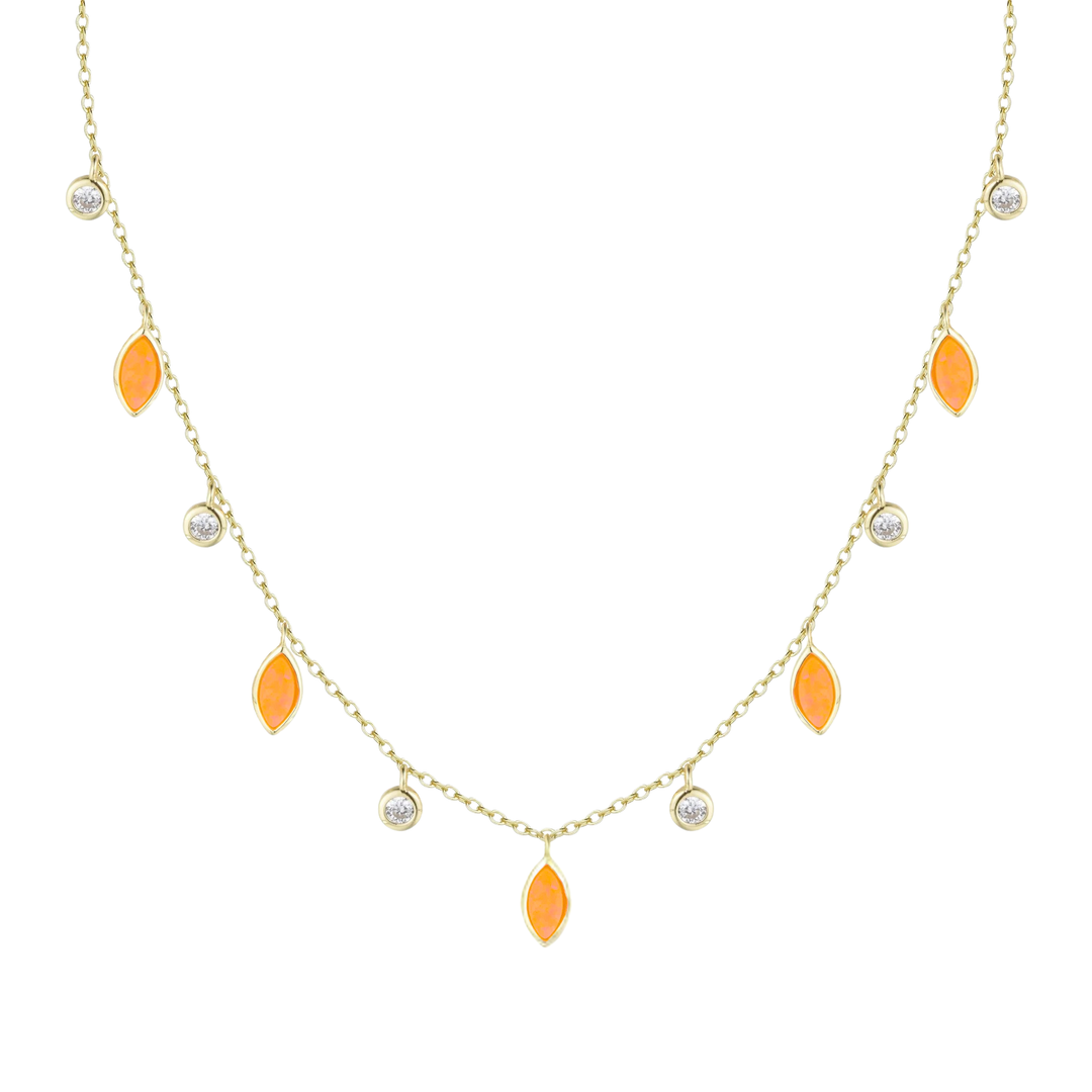 Drops of Spring Opal Choker Necklace: Tangerine Opal