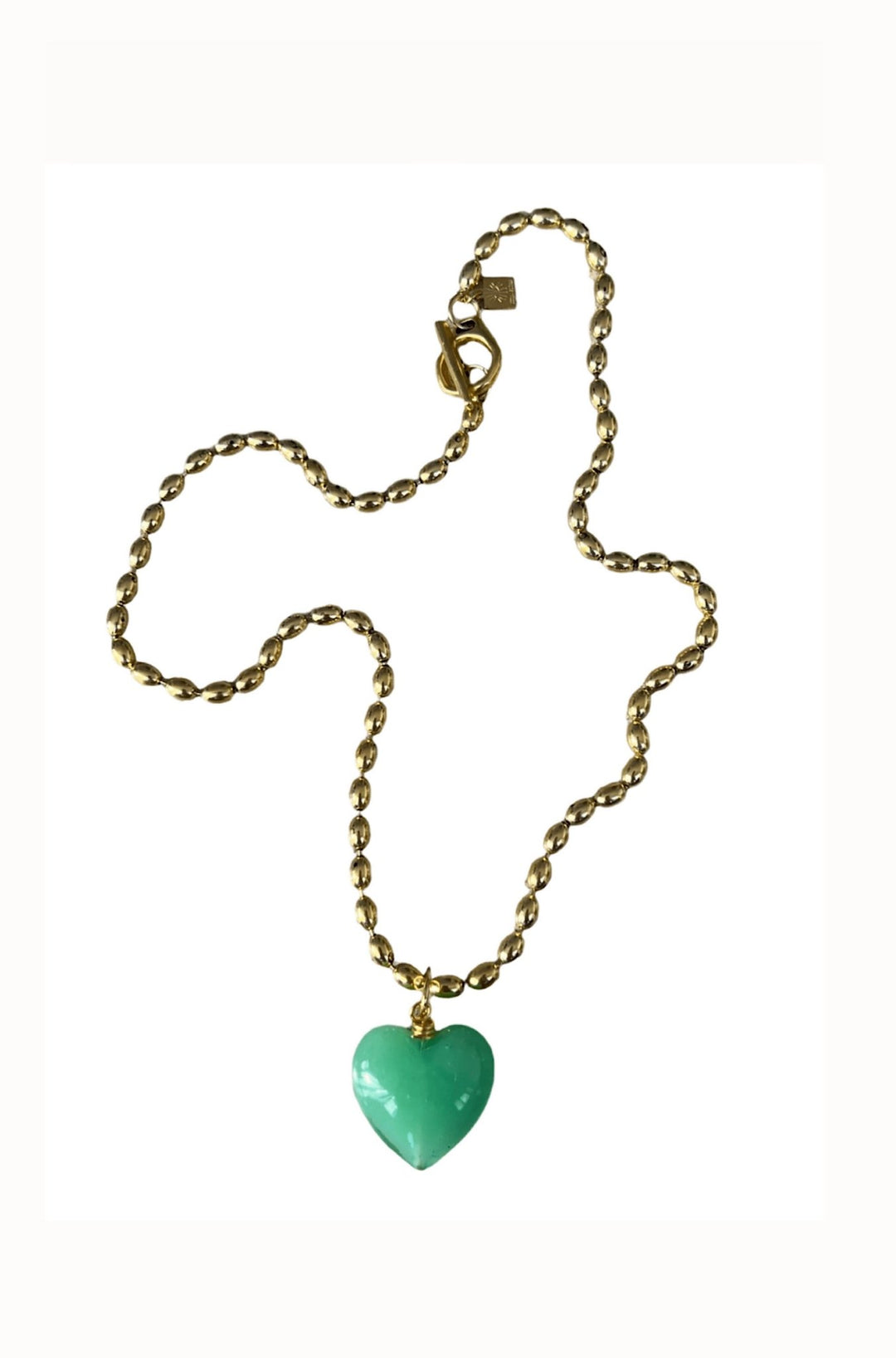 Bacio Mini Glass Heart Necklace in Seafoam Green - obligato