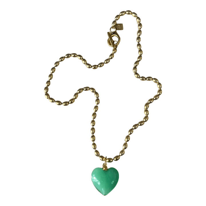 Bacio Mini Glass Heart Necklace in Seafoam Green - obligato