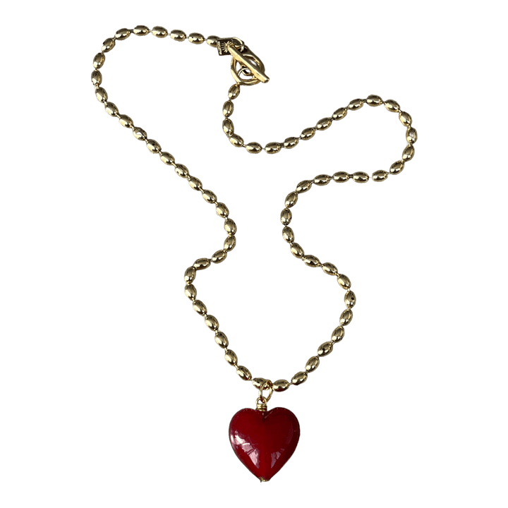 Bacio Mini Glass Heart Necklace: Periwinkle Blue - obligato