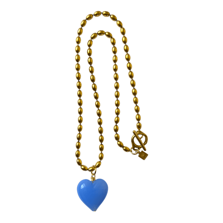 Bacio Mini Glass Heart Necklace: Periwinkle Blue - obligato