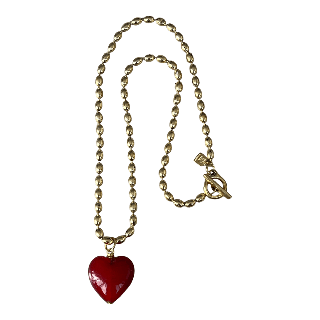 Bacio Mini Glass Heart Necklace: Periwinkle Blue - obligato