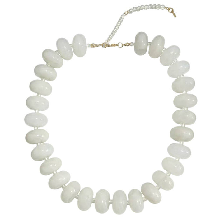 Bailey Chunky Beaded Necklace- Cream - obligato