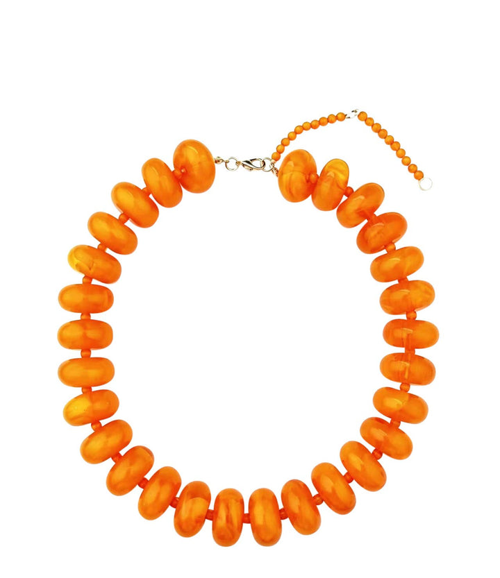 Bailey Chunky Beaded Necklace- Orange - obligato