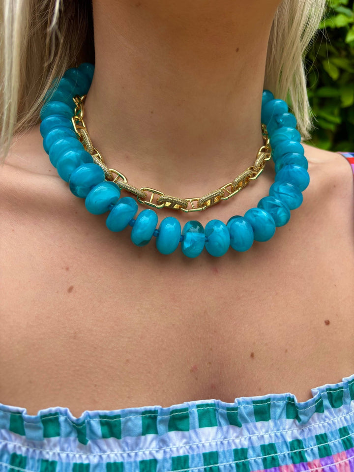 Bailey Chunky Beaded Necklace- Orange - obligato