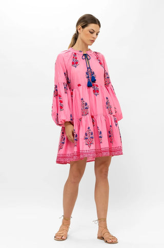Balloon Sleeve Short Dress - Boca Pink - obligato