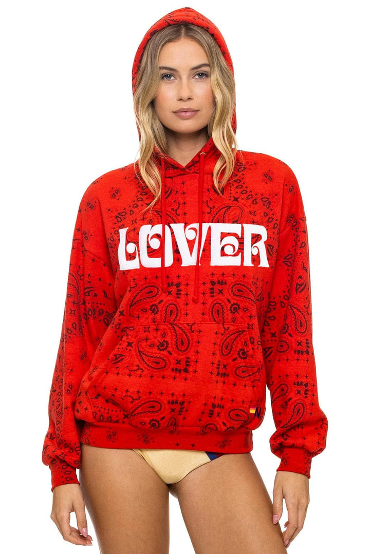 Bandana Lover Pullover Hoodie Relaxed in Flash Red - obligato
