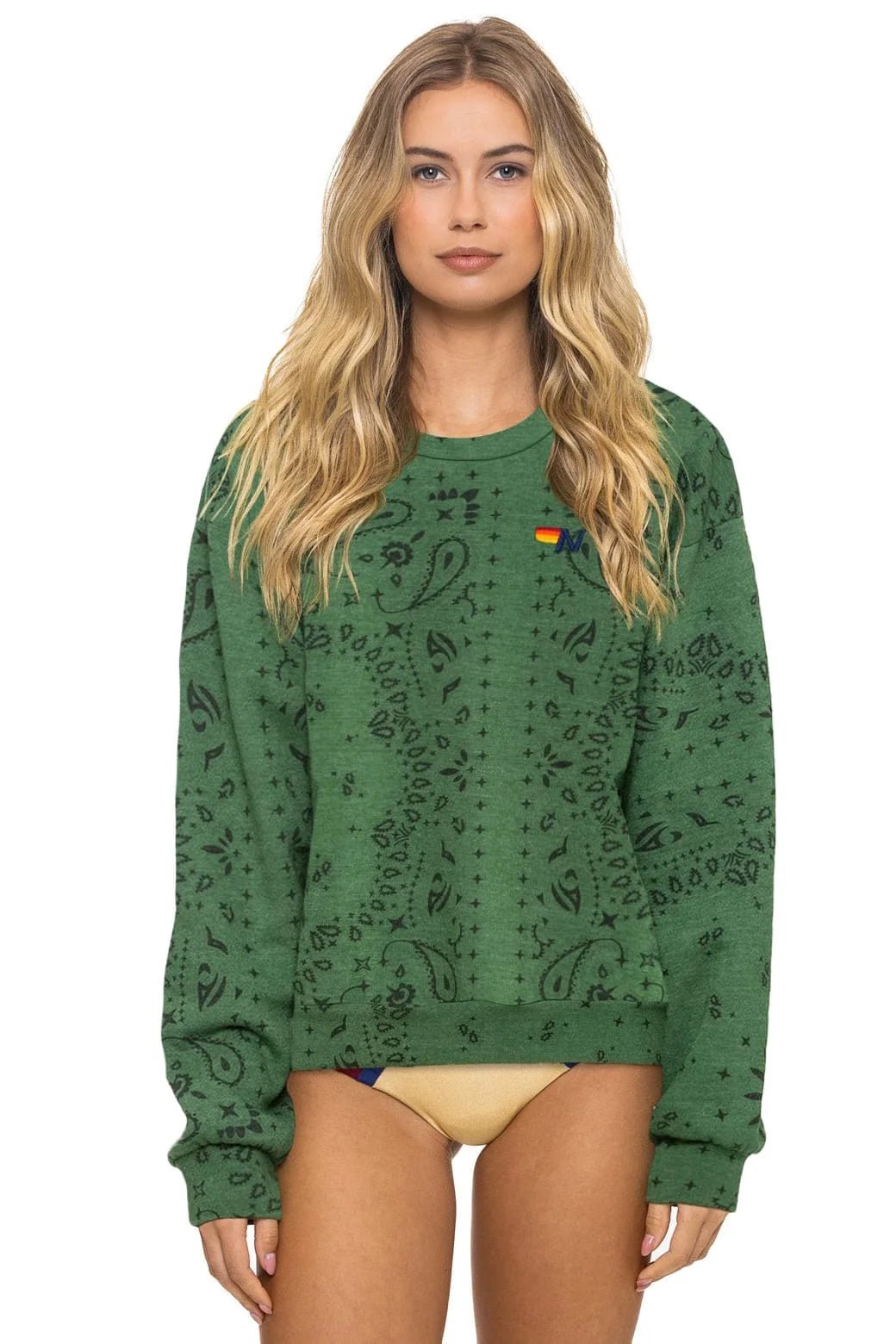 BANDANA RELAXED CREW SWEATSHIRT - PALM - obligato