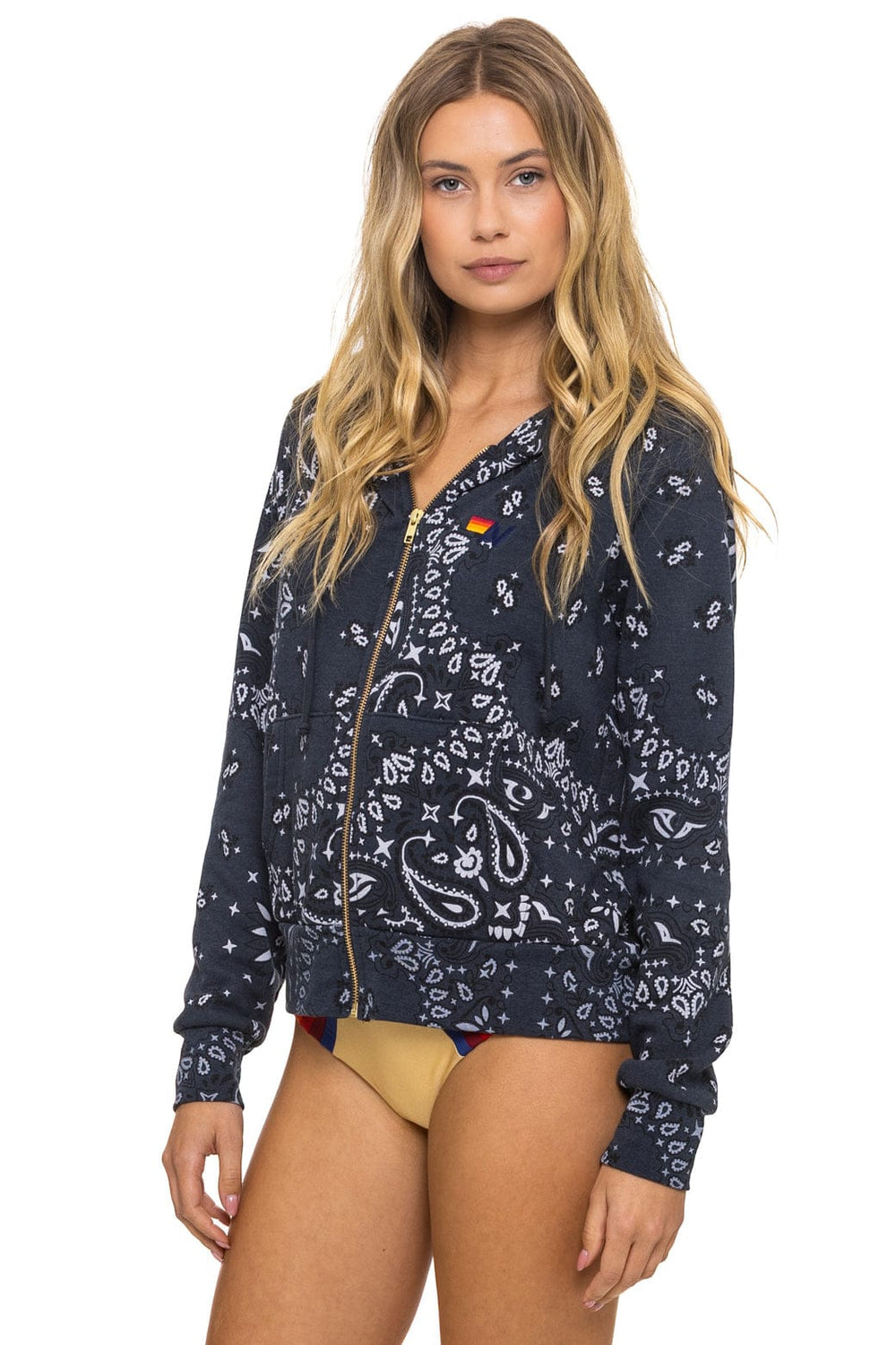 Bandana Zip Hoodie in Charcoal - obligato