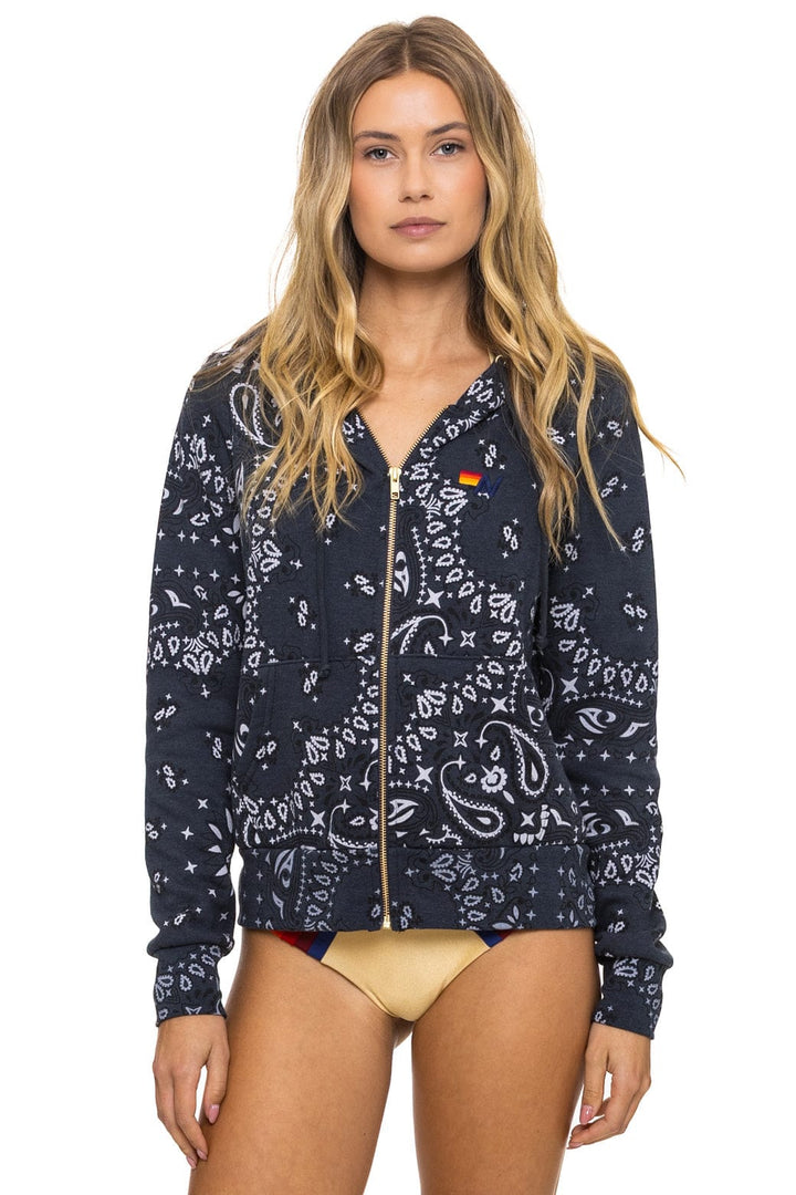 Bandana Zip Hoodie in Charcoal - obligato