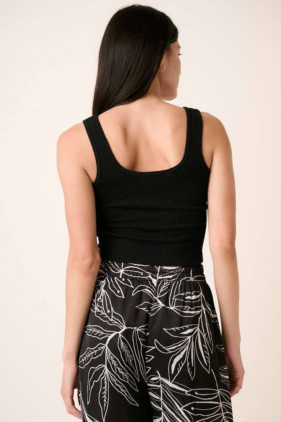 URBAN RIB KNIT SCOOP NECK CROP TANK TOP: ORANGE / S-M-L(2-2-2)