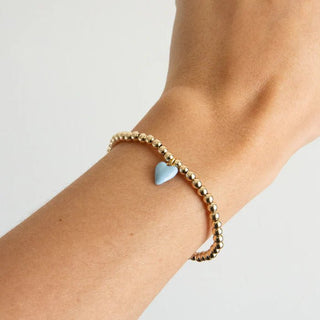 Bead Bracelet with Mini Blue Enamel Heart Charm - obligato