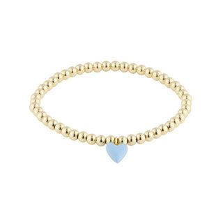 Bead Bracelet with Mini Blue Enamel Heart Charm - obligato