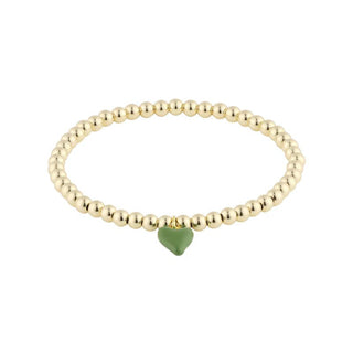 Bead Bracelet with Mini Green Heart - obligato