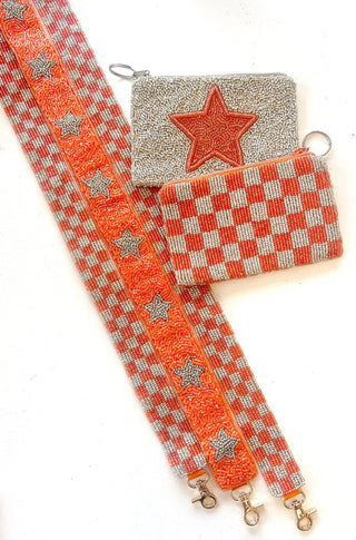 Beaded Game Day Strap Orange/Silver Star - obligato