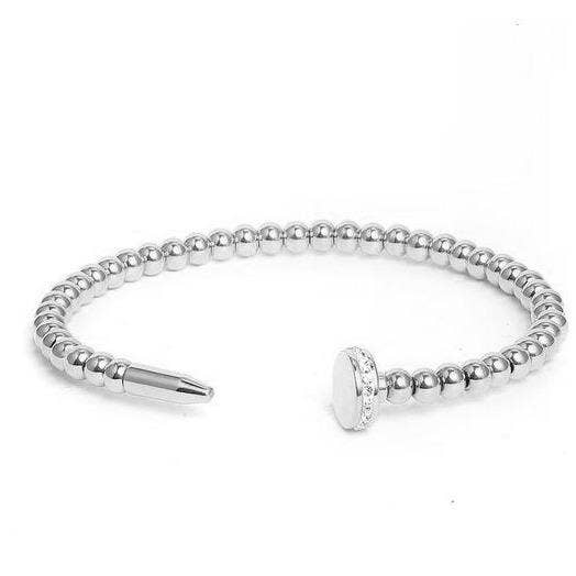 Beaded Nail Bracelet: Silver - obligato