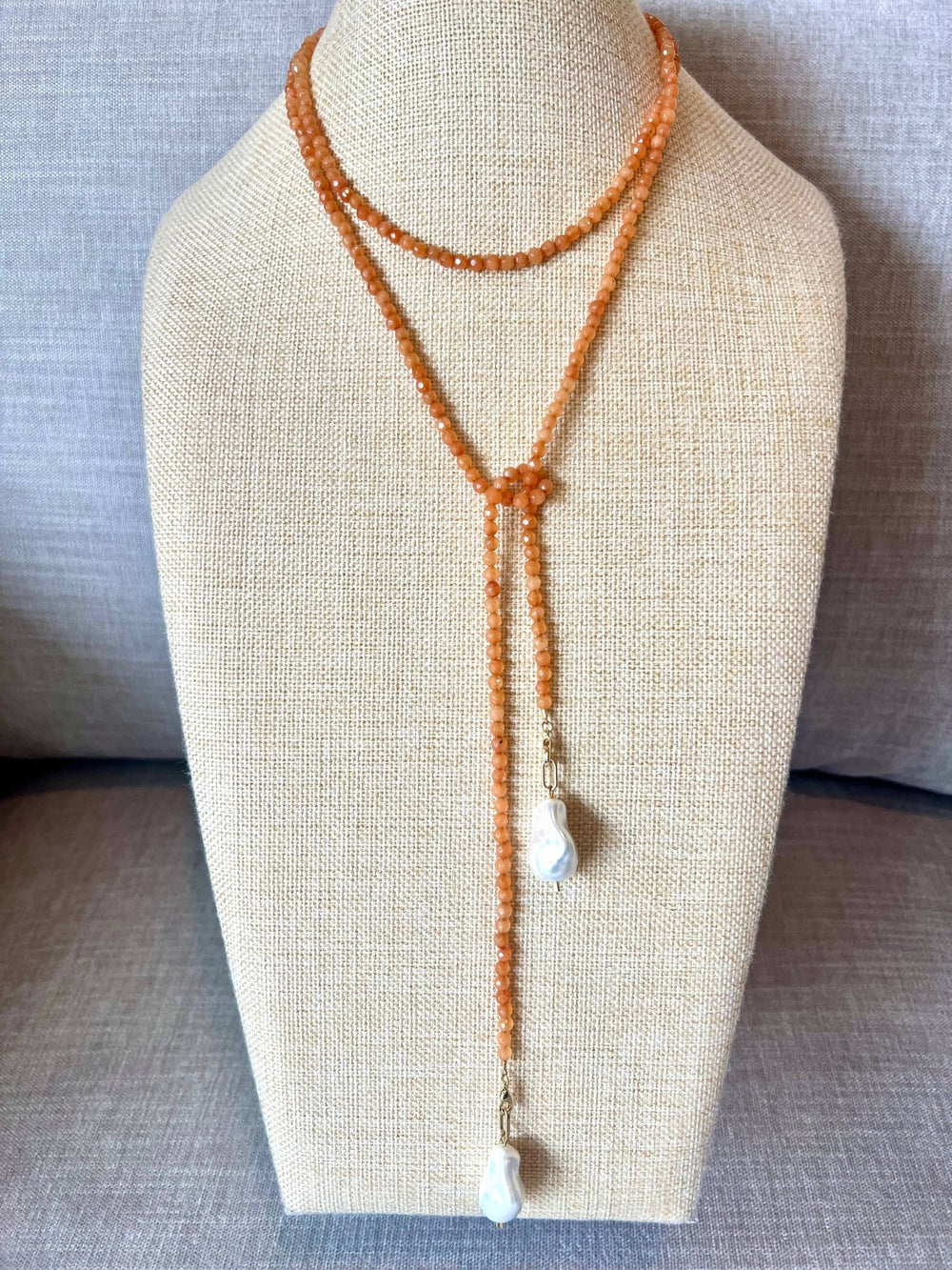 Beaded Wrap Necklace : Orange - obligato