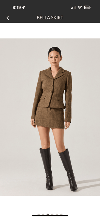 Bella Skirt in Brown Herringbone - obligato