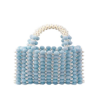 Belle Beaded Pearl Bag - Blue: Blue - obligato