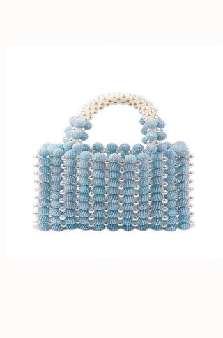 Belle Beaded Pearl Bag - Blue: Blue - obligato