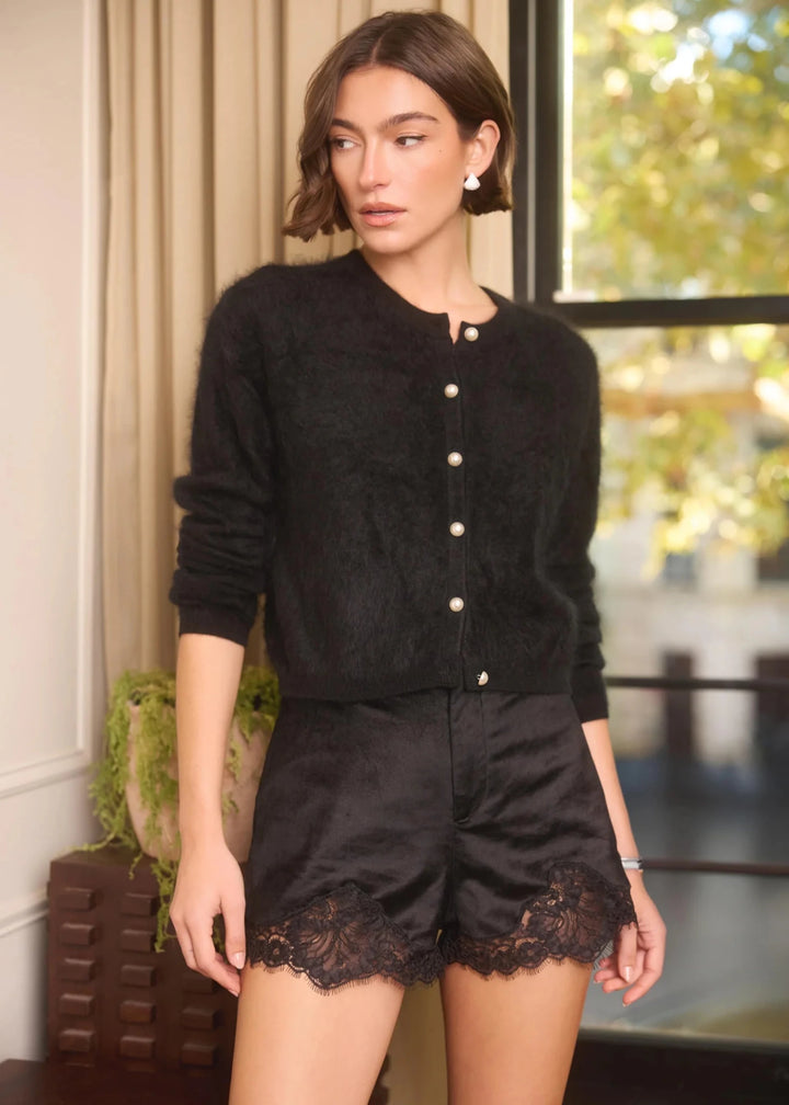 Benning Pearl Cashmere Cardigan Black - obligato