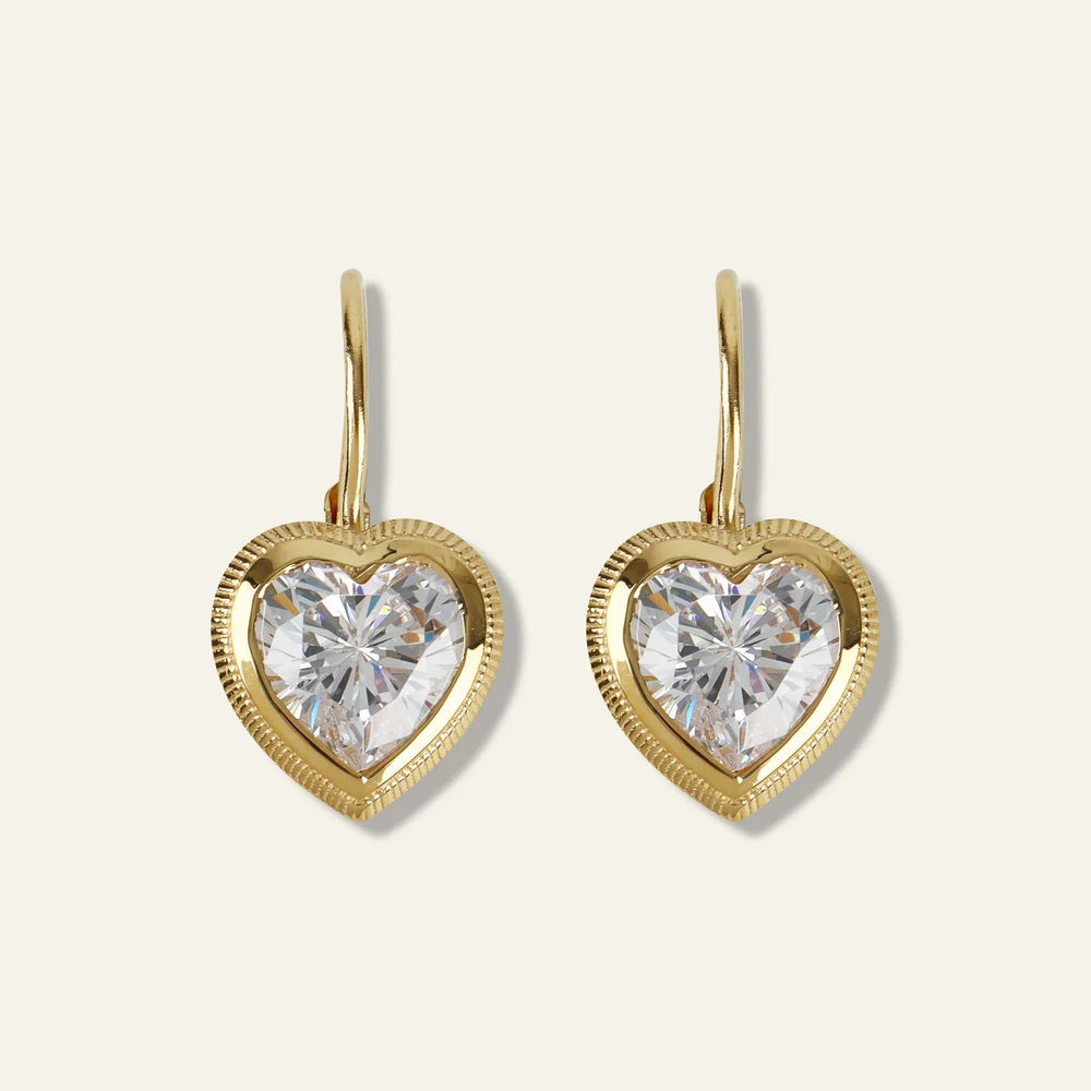 Bezel Heart Drop Earrings - obligato