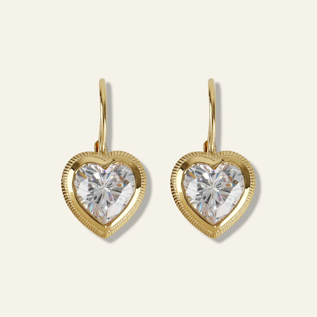Bezel Heart Drop Earrings - obligato